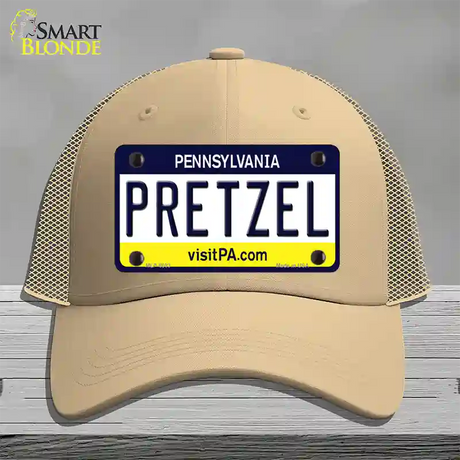 Pretzel Pennsylvania State Novelty License Plate Hat Mesh / Khaki