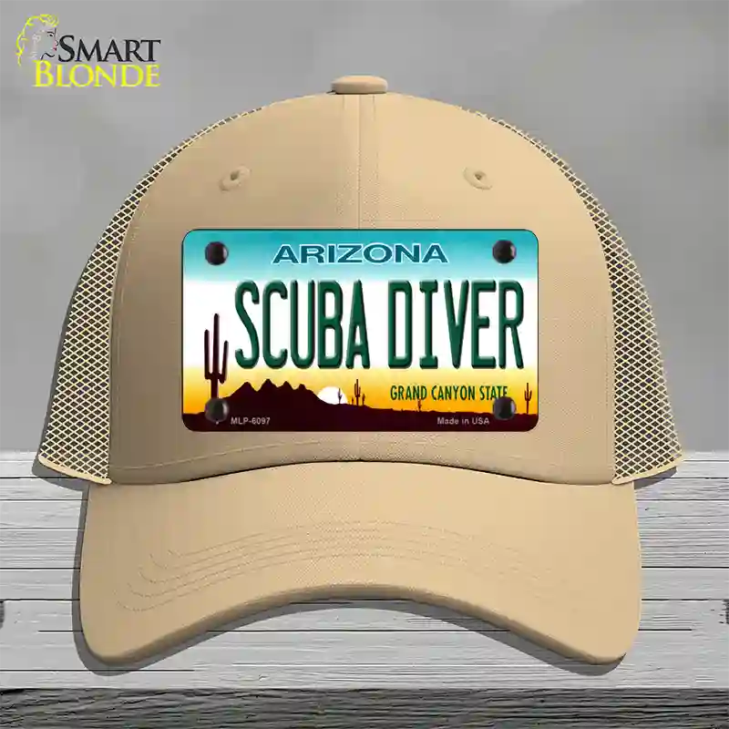 Arizona Scuba Diver Novelty License Plate Hat Mesh / Khaki