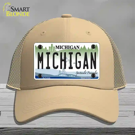 Michigan Novelty License Plate Hat Mesh / Khaki