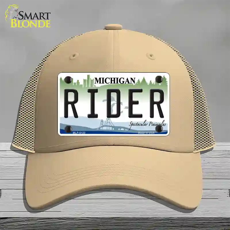 Rider Michigan Novelty License Plate Hat Mesh / Khaki