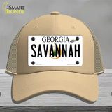 Savannah Georgia Novelty License Plate Hat Mesh / Khaki