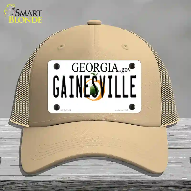 Gainesville Georgia Novelty License Plate Hat Mesh / Khaki