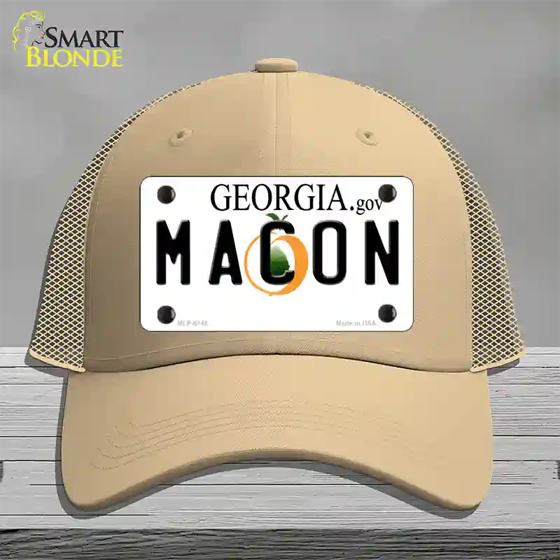 Macon Georgia Novelty License Plate Hat Mesh / Khaki