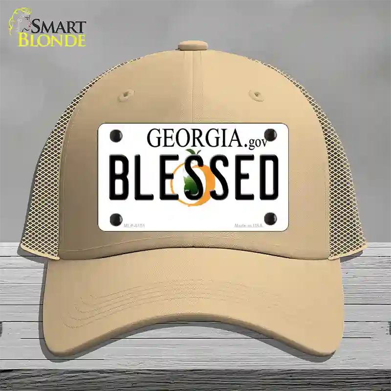 Blessed Georgia Novelty License Plate Hat Mesh / Khaki