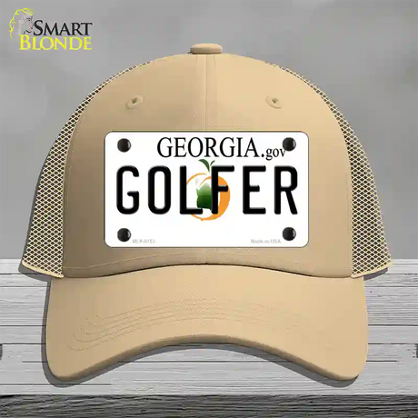 Golfer Georgia Novelty License Plate Hat Mesh / Khaki