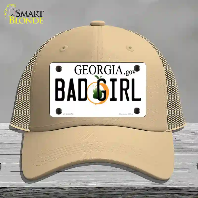 Bad Girl Georgia Novelty License Plate Hat Mesh / Khaki