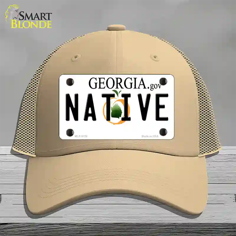 Native Georgia Novelty License Plate Hat Mesh / Khaki