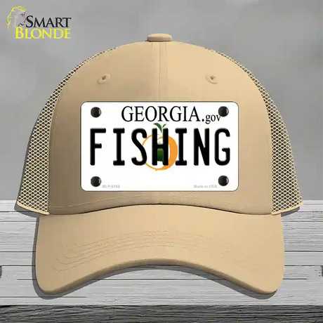 Fishing Georgia Novelty License Plate Hat Mesh / Khaki