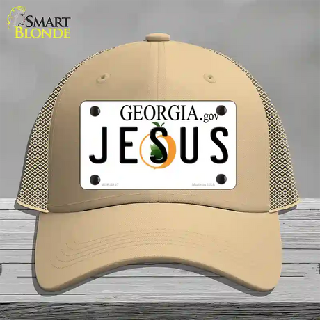 Jesus Georgia Novelty License Plate Hat Mesh / Khaki