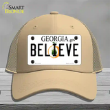 Believe Georgia Novelty License Plate Hat Mesh / Khaki