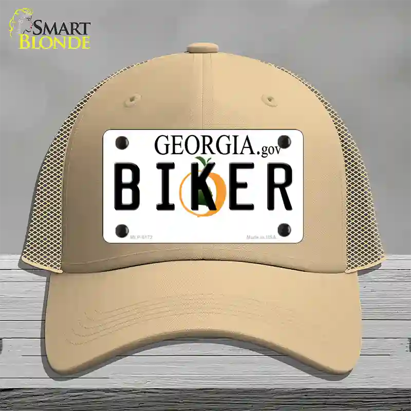 Biker Georgia Novelty License Plate Hat Mesh / Khaki