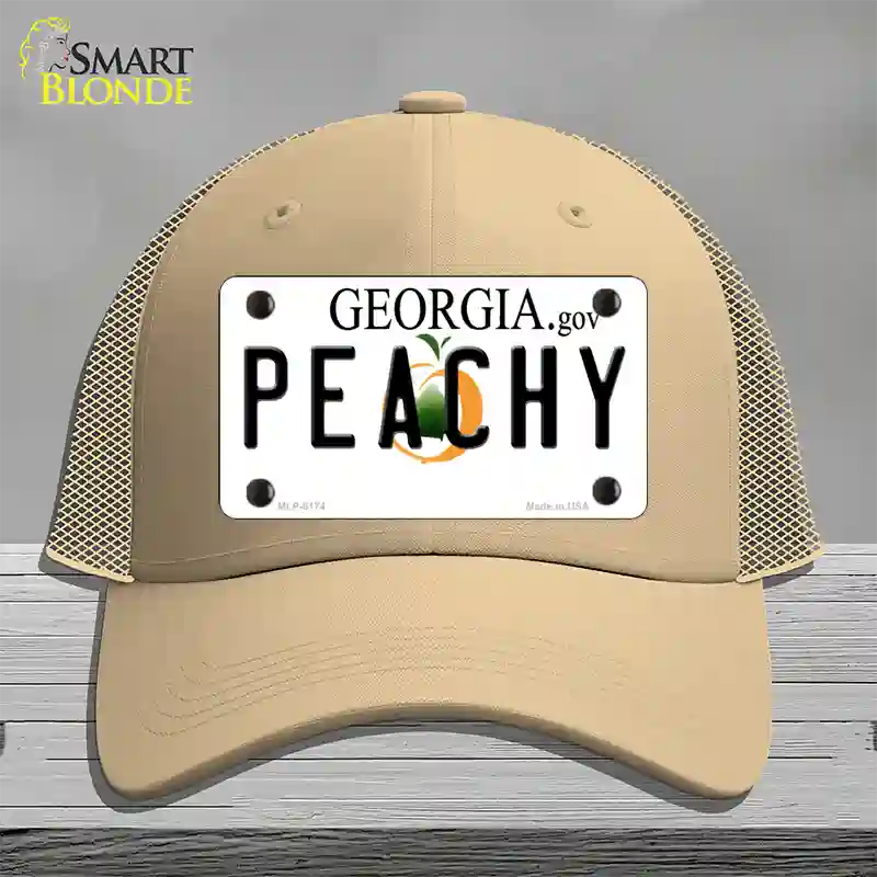 Peachy Georgia Novelty License Plate Hat Mesh / Khaki