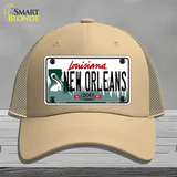 New Orleans Louisiana Novelty License Plate Hat Mesh / Khaki