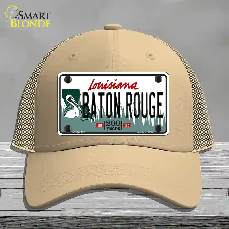 Baton Rouge Louisiana Novelty License Plate Hat Mesh / Khaki