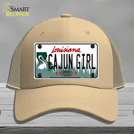 Cajun Girl Louisiana Novelty License Plate Hat Mesh / Khaki