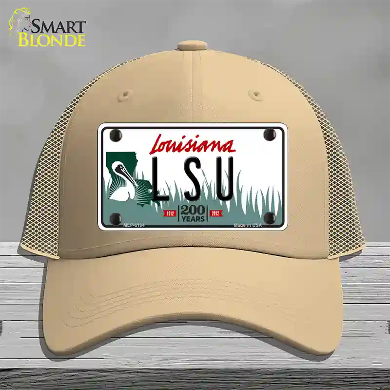 LSU Louisiana Novelty License Plate Hat Mesh / Khaki