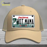 Hot Mama Louisiana Novelty License Plate Hat Mesh / Khaki