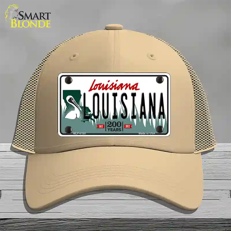 Louisiana Novelty License Plate Hat Mesh / Khaki