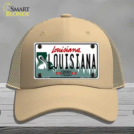 Louisiana Novelty License Plate Hat Mesh / Khaki