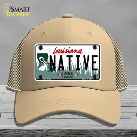 Native Louisiana Novelty License Plate Hat Mesh / Khaki