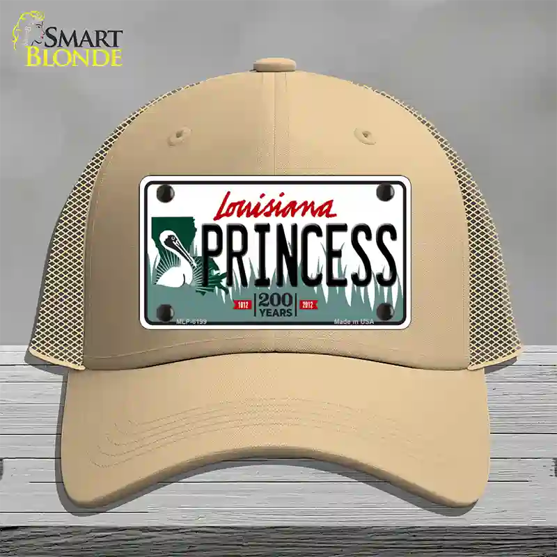 Princess Louisiana Novelty License Plate Hat Mesh / Khaki