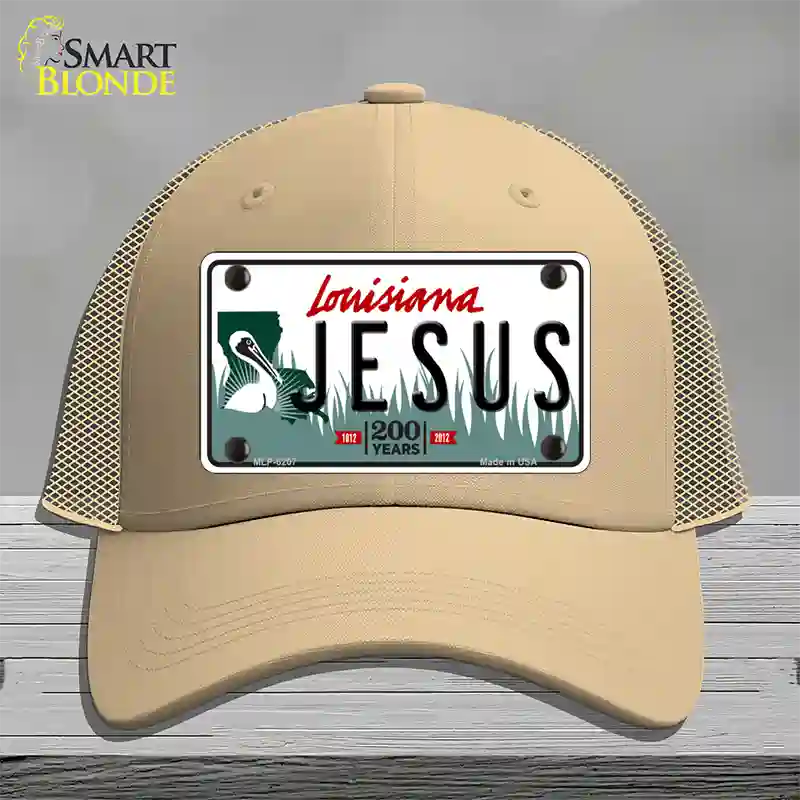 Jesus Louisiana Novelty License Plate Hat Mesh / Khaki