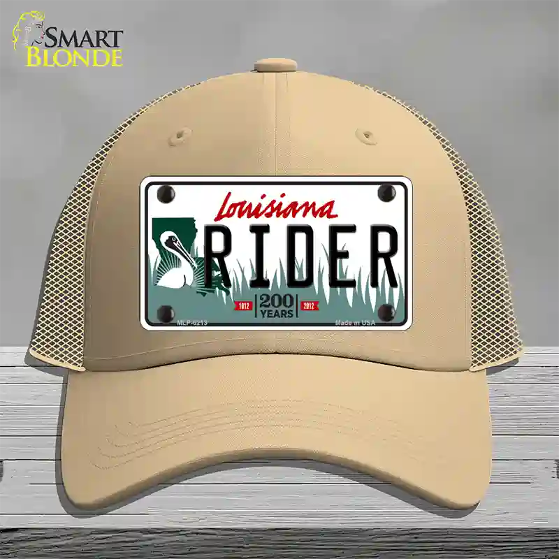 Rider Louisiana Novelty License Plate Hat Mesh / Khaki