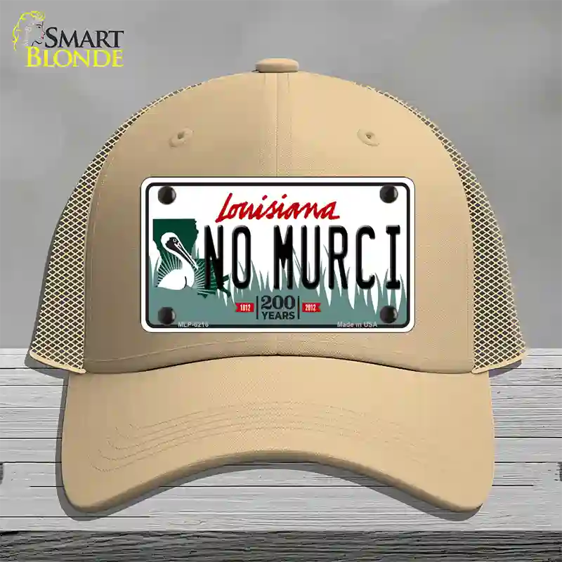 No Murci Louisiana Novelty License Plate Hat Mesh / Khaki