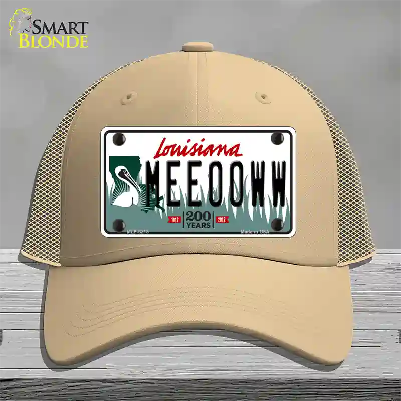 Meeooww Louisiana Novelty License Plate Hat Mesh / Khaki