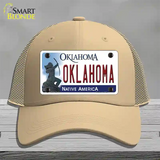 Oklahoma Novelty License Plate Hat Mesh / Khaki