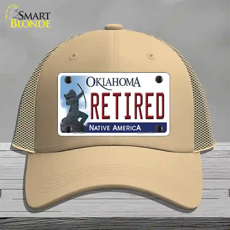 Retired Oklahoma Novelty License Plate Hat Mesh / Khaki