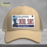 Skool Suks Oklahoma Novelty License Plate Hat Mesh / Khaki