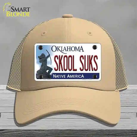 Skool Suks Oklahoma Novelty License Plate Hat Mesh / Khaki