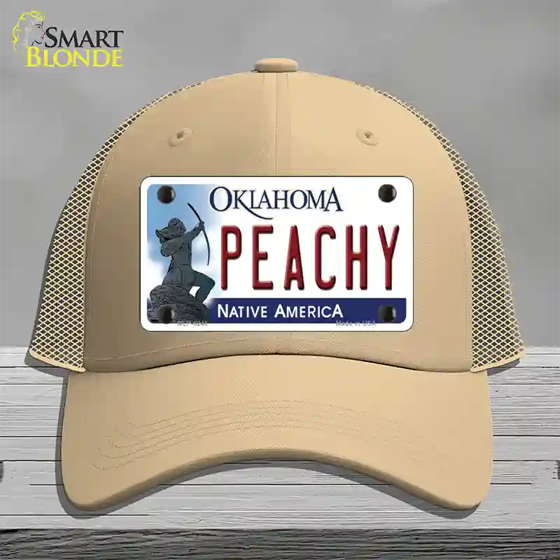 Peachy Oklahoma Novelty License Plate Hat Mesh / Khaki