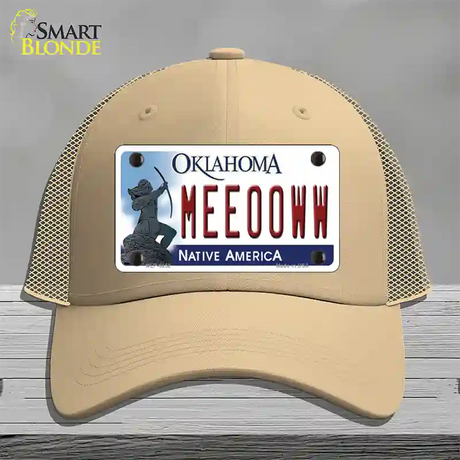 Meeooww Oklahoma Novelty License Plate Hat Mesh / Khaki