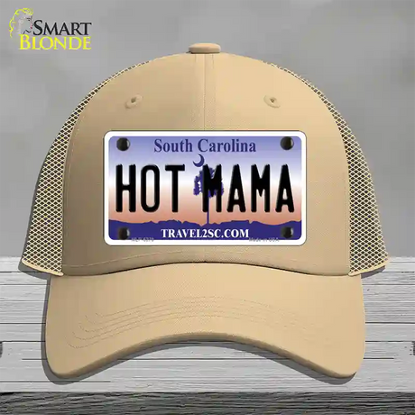 Hot Mama South Carolina Novelty License Plate Hat Mesh / Khaki