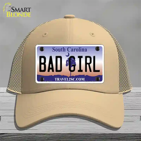 Bad Girl South Carolina Novelty License Plate Hat Mesh / Khaki