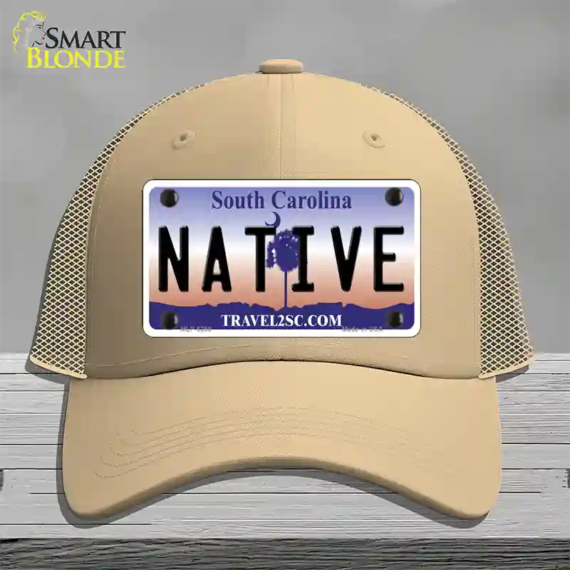 Native South Carolina Novelty License Plate Hat Mesh / Khaki