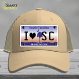 I Love South Carolina Novelty License Plate Hat Mesh / Khaki