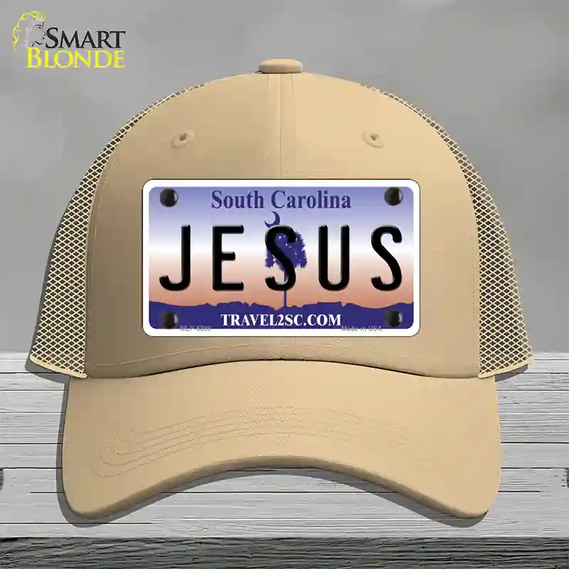 Jesus South Carolina Novelty License Plate Hat Mesh / Khaki