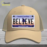 Believe South Carolina Novelty License Plate Hat Mesh / Khaki