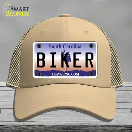 Biker South Carolina Novelty License Plate Hat Mesh / Khaki