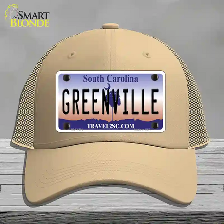 Greenville South Carolina Novelty License Plate Hat Mesh / Khaki