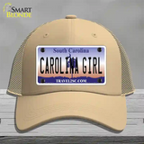 Carolina Girl South Carolina Novelty License Plate Hat Mesh / Khaki