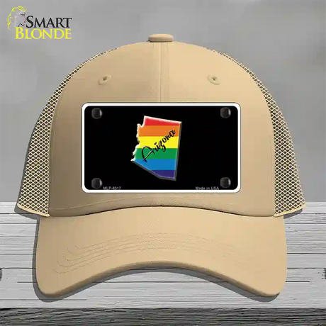 Arizona Rainbow Novelty License Plate Hat Mesh / Khaki