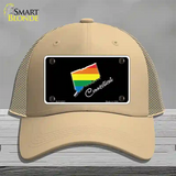 Connecticut Rainbow Novelty License Plate Hat Mesh / Khaki