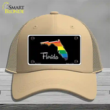 Florida Rainbow Novelty License Plate Hat Mesh / Khaki