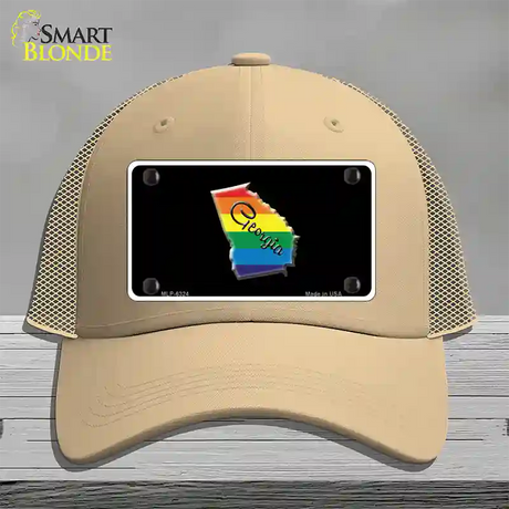 Georgia Rainbow Novelty License Plate Hat Mesh / Khaki