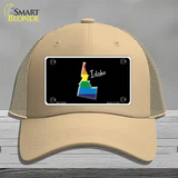 Idaho Rainbow Novelty License Plate Hat Mesh / Khaki