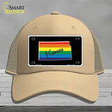 Kansas Rainbow Novelty License Plate Hat Mesh / Khaki